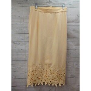 Proverbs Skirt Long Skirt Pastel Yellow Embroidery Cut Out  Sz 10